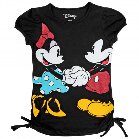 Disney Mickey and Minnie Mouse Holding Hands Fashion Side-Tie T-Shirt